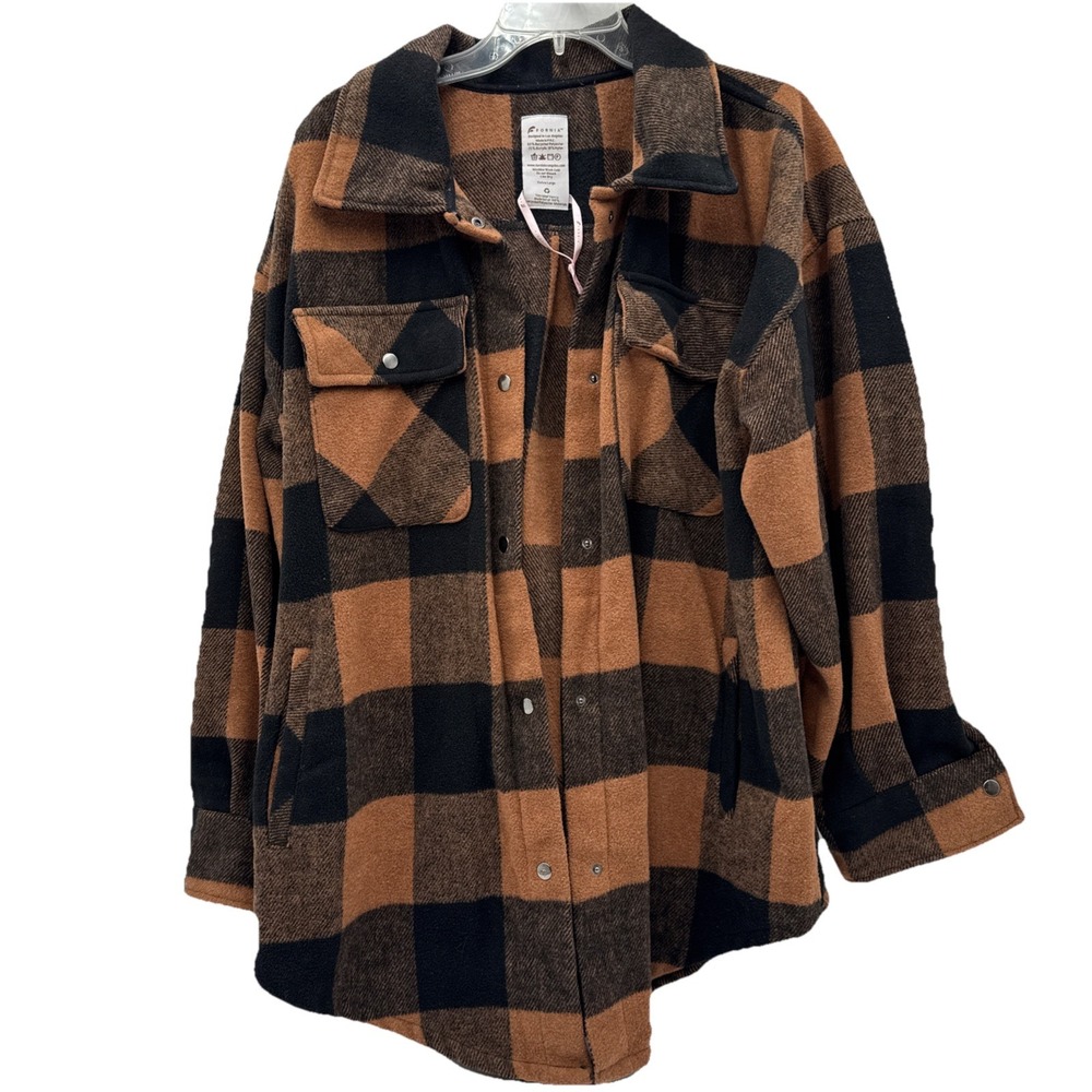 Fornia Shacket Womens X-Large Fleece Boyfriend Jacket Fall Shacket Neutrals